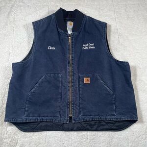 Mens Carhartt V02 MDT Quilted Lined Work Vest Navy